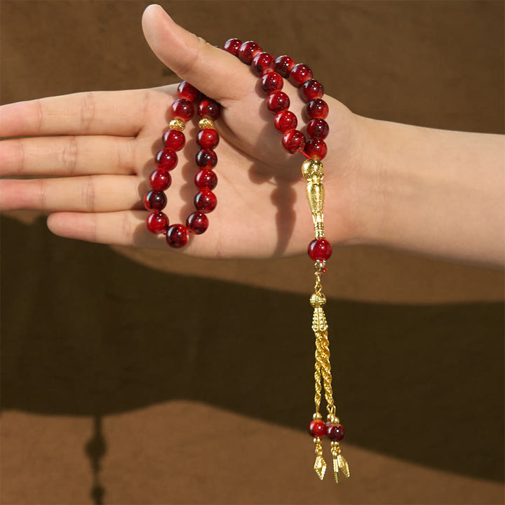 HilalHaven 10mm Round Speckled Glass 33 Beads Tasbih — Handcrafted Vintage Cultural Prayer Beads - image 10