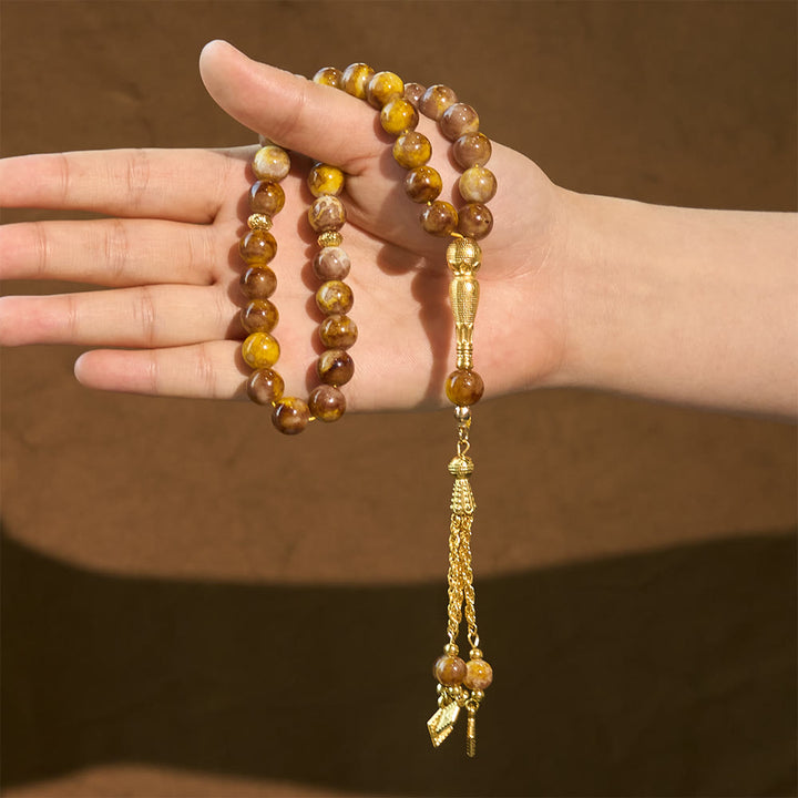 HilalHaven 10mm Round Speckled Glass 33 Beads Tasbih — Handcrafted Vintage Cultural Prayer Beads - image 8