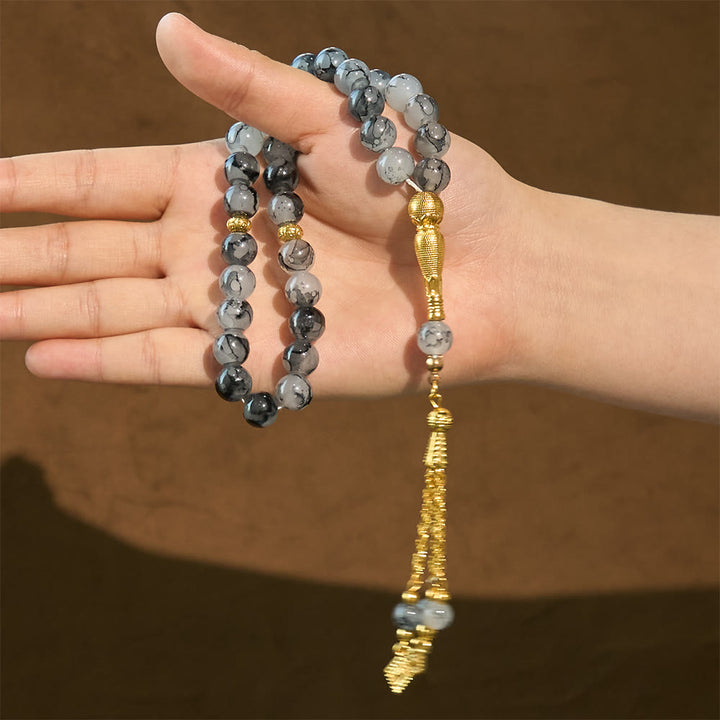 HilalHaven 10mm Round Speckled Glass 33 Beads Tasbih — Handcrafted Vintage Cultural Prayer Beads - image 22