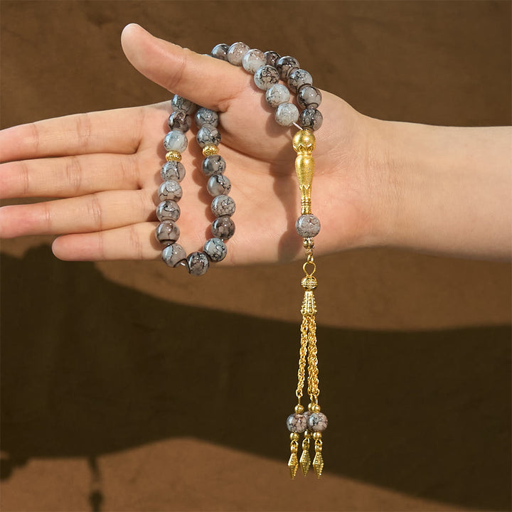 HilalHaven 10mm Round Speckled Glass 33 Beads Tasbih — Handcrafted Vintage Cultural Prayer Beads - image 13