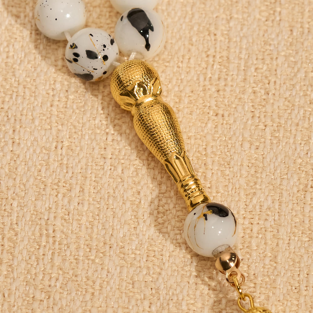 HilalHaven 10mm Round Speckled Glass 33 Beads Tasbih — Handcrafted Vintage Cultural Prayer Beads - image 4
