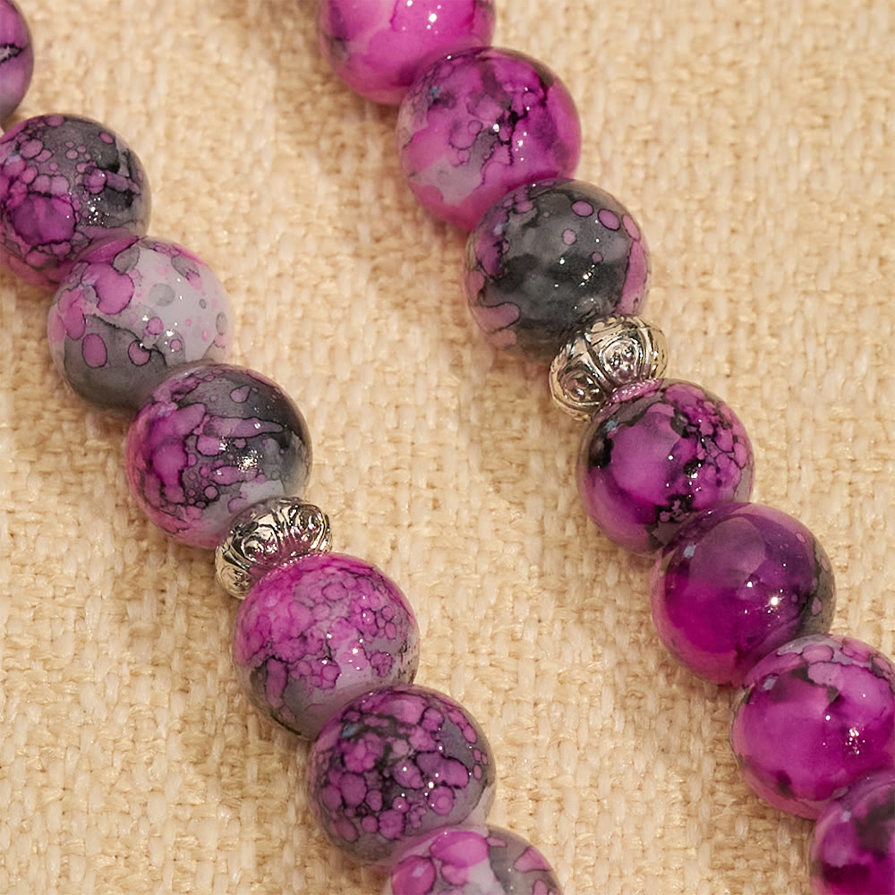 HilaHilalHaven 10mm Round Crackled Glass 33 Beads Tasbih – Handmade Tassel Islamic Prayer Beads - image 3