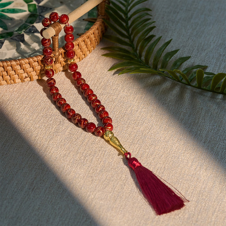 HilaHilalHaven 10mm Round Crackled Glass 33 Beads Tasbih – Handmade Tassel Islamic Prayer Beads - image 15