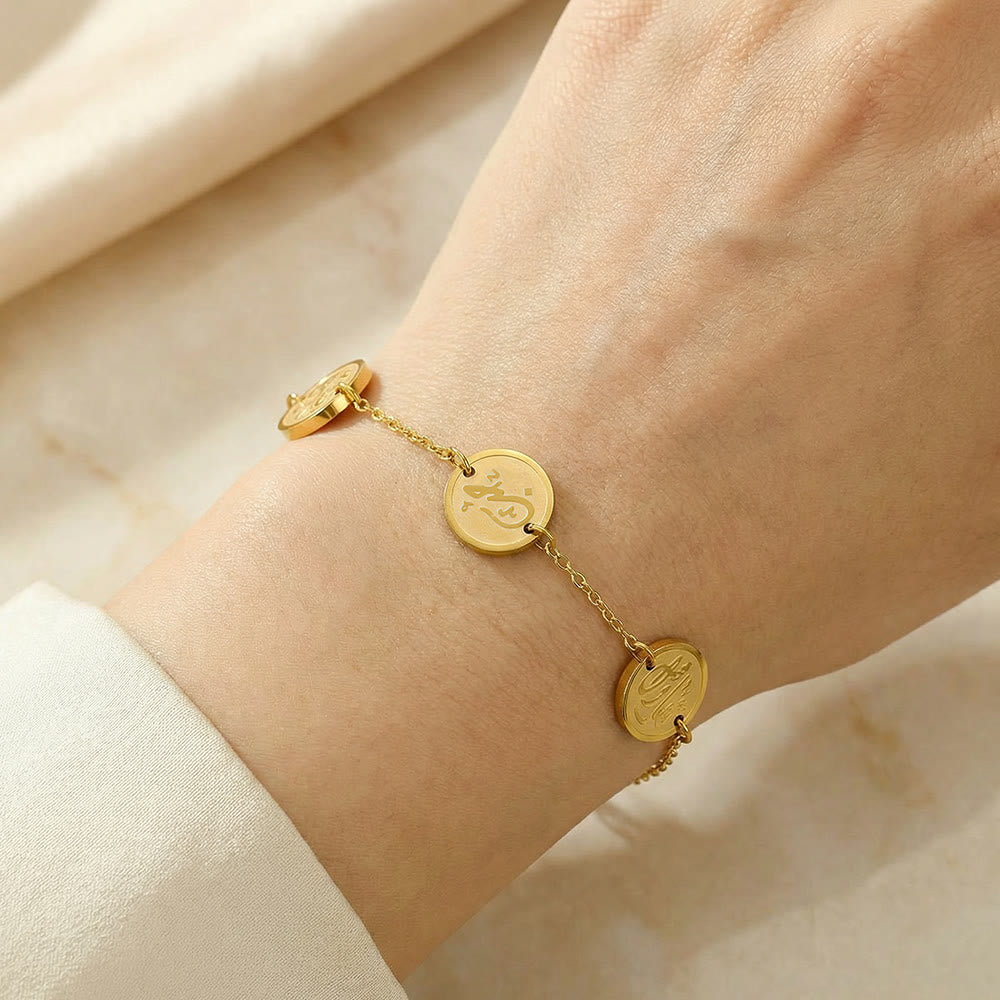HilalHaven Virtue Trio Sabr Hubb Shukr Calligraphy Bracelet — Polished Stainless Steel - image 8