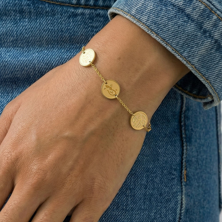 HilalHaven Virtue Trio Sabr Hubb Shukr Calligraphy Bracelet — Polished Stainless Steel - image 9