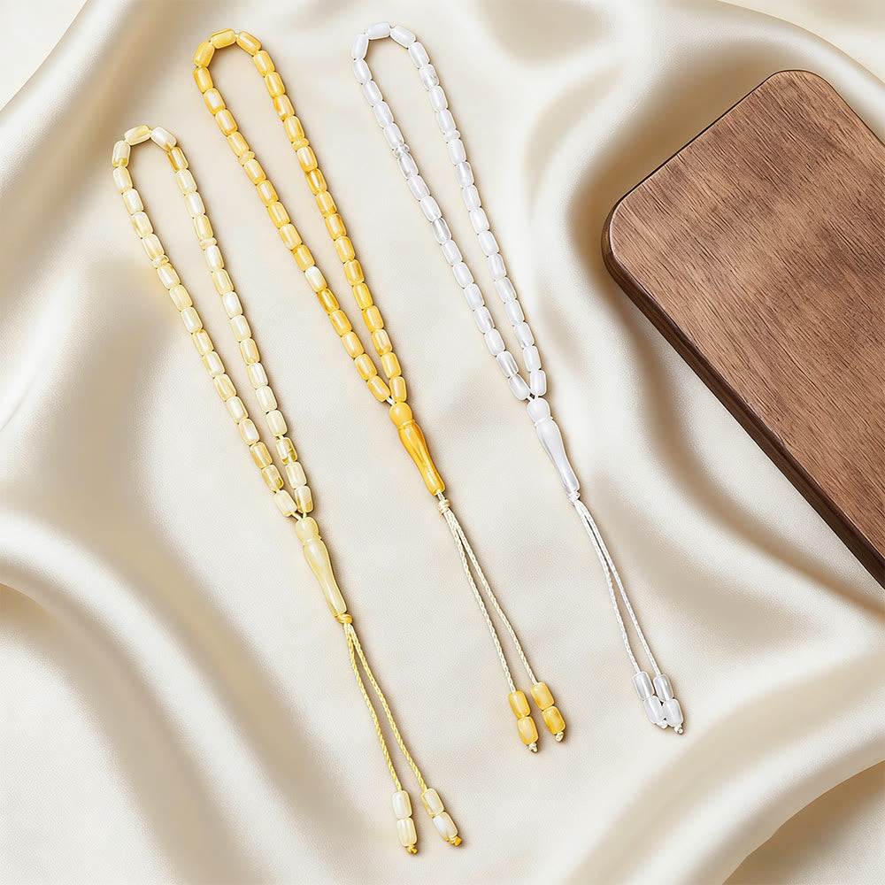 HilalHaven 33 Beads Minimalist Chinese Style Acrylic Prayer Beads——Barrel Shape Grounding Tasbih for Daily Mindfulness - image 0