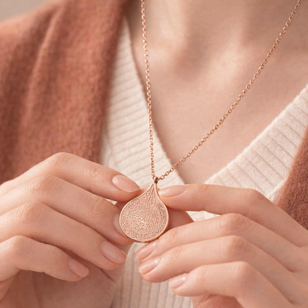 HilalHaven Gourd Shape Titanium Steel Pendant Necklace, Minimalist Teardrop Pendant Necklace, Luxury Dainty Everyday Wear Jewelry - image 5