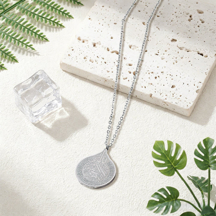 HilalHaven Gourd Shape Titanium Steel Pendant Necklace, Minimalist Teardrop Pendant Necklace, Luxury Dainty Everyday Wear Jewelry - Silver - image 1