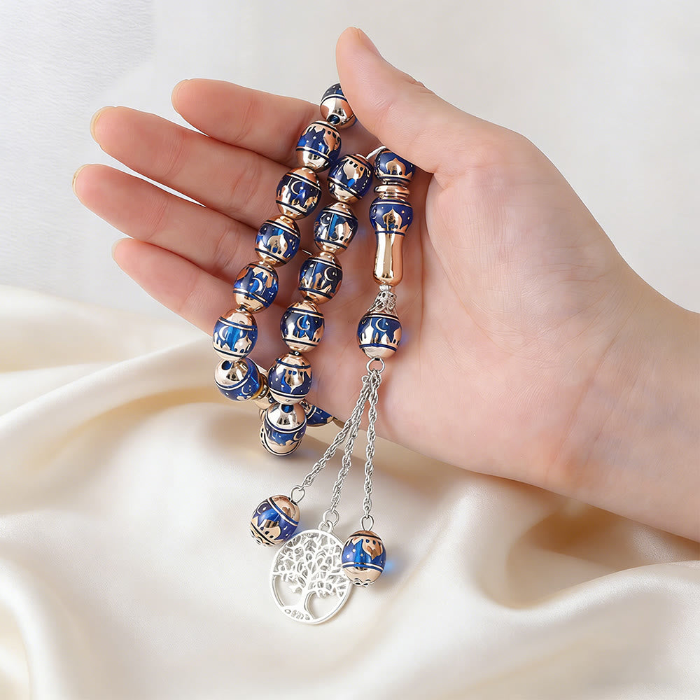HilalHaven 33 Beads Minimalist Enamel Tasbih——Round Shape Moon Pattern Grounding Tasbih for Daily Mindfulness - image 9