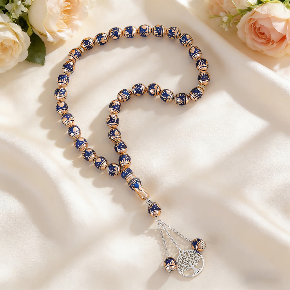 HilalHaven 33 Beads Minimalist Enamel Tasbih——Round Shape Moon Pattern Grounding Tasbih for Daily Mindfulness - image 6