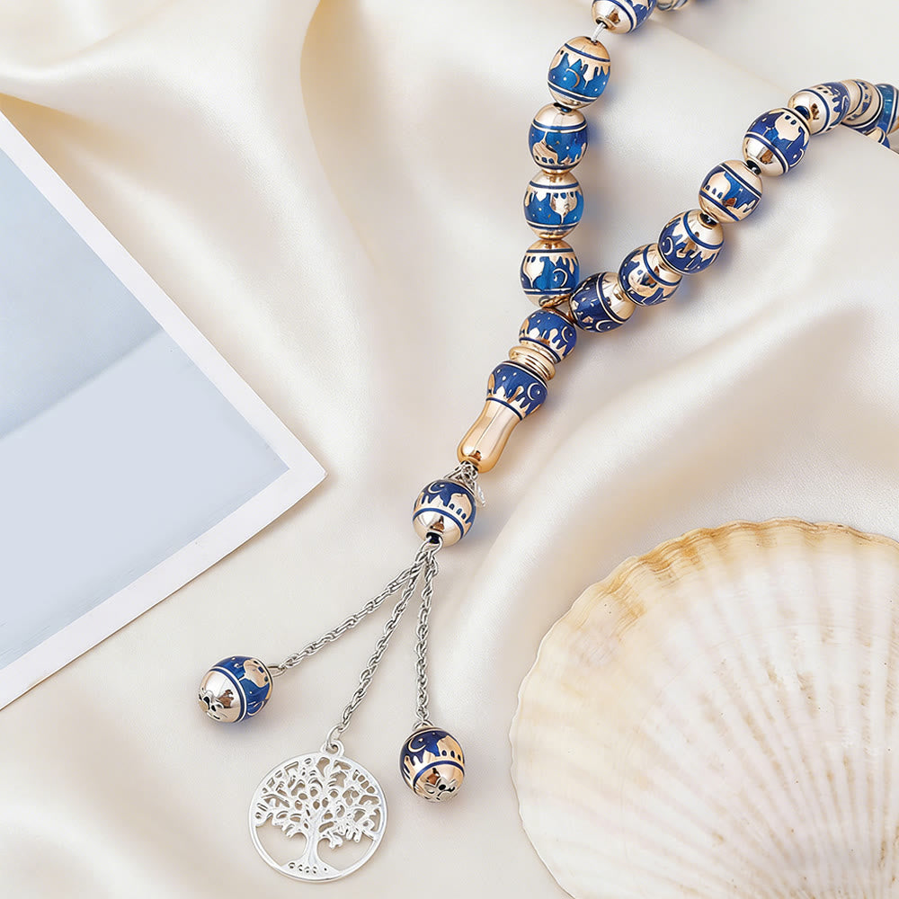 HilalHaven 33 Beads Minimalist Enamel Tasbih——Round Shape Moon Pattern Grounding Tasbih for Daily Mindfulness - image 10