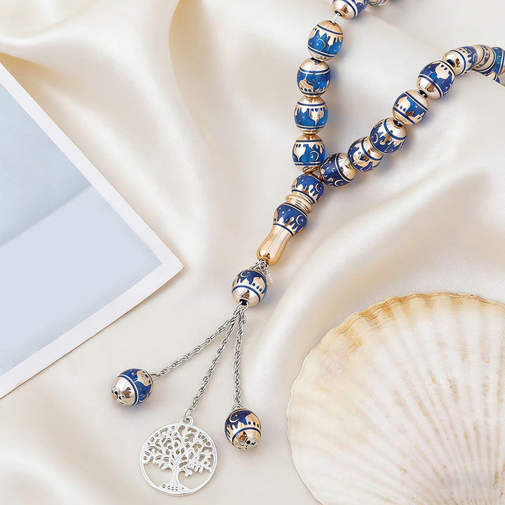 HilalHaven 33 Beads Minimalist Enamel Tasbih——Round Shape Moon Pattern Grounding Tasbih for Daily Mindfulness - image 10