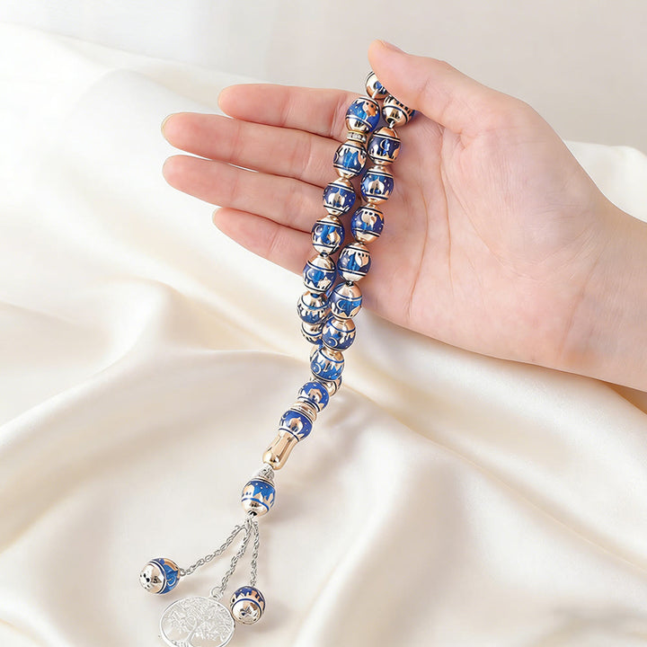 HilalHaven 33 Beads Minimalist Enamel Tasbih——Round Shape Moon Pattern Grounding Tasbih for Daily Mindfulness - image 8