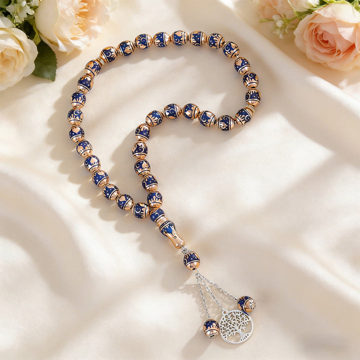 HilalHaven 33 Beads Minimalist Enamel Tasbih——Round Shape Moon Pattern Grounding Tasbih for Daily Mindfulness - image 6