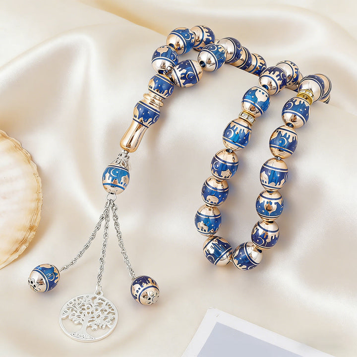 HilalHaven 33 Beads Minimalist Enamel Tasbih——Round Shape Moon Pattern Grounding Tasbih for Daily Mindfulness - image 11
