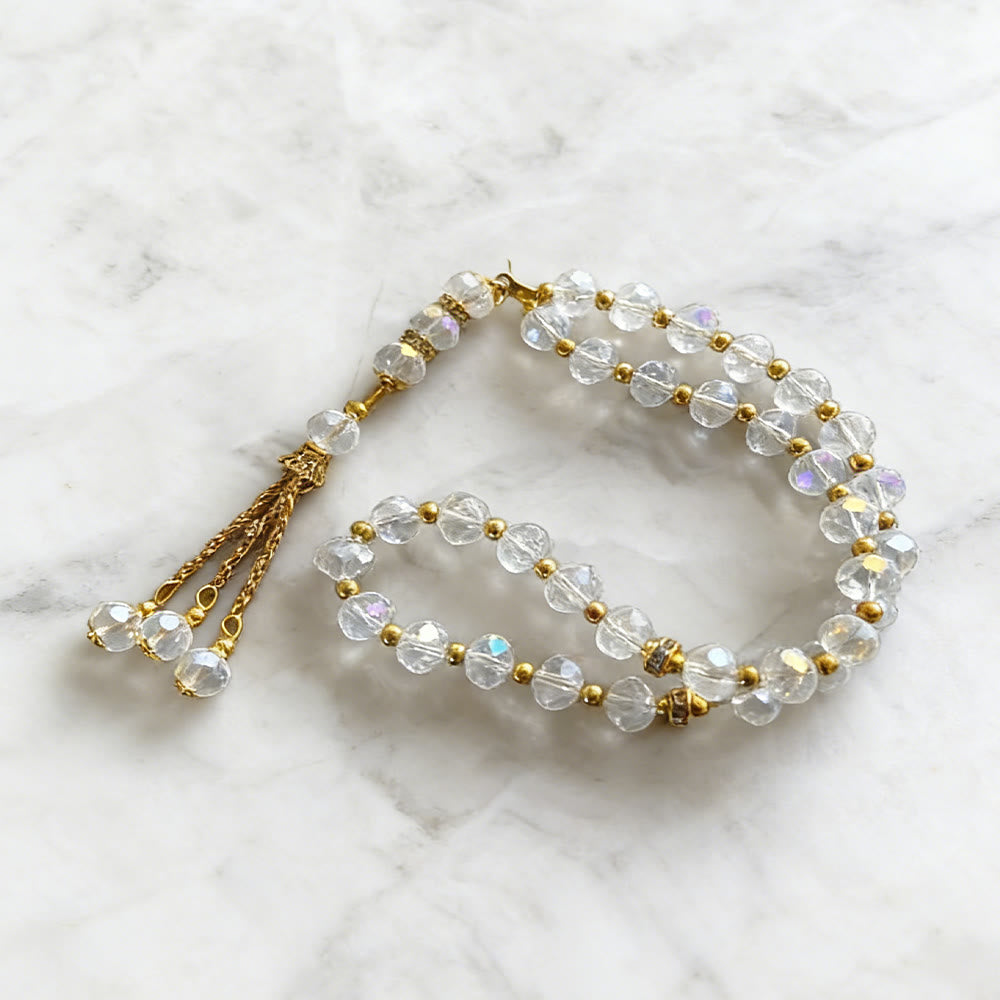 HilalHaven 33 Beads Clear Glass Tasbih for Daily Mindfulness - image 2