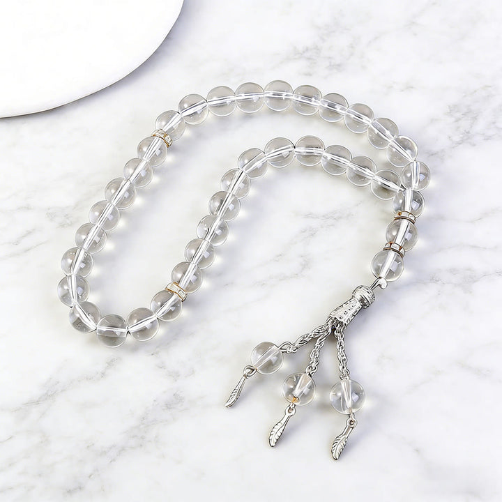 HilalHaven 33 Beads Clear Glass Tasbih for Daily Mindfulness - Transparent Circle - image 1