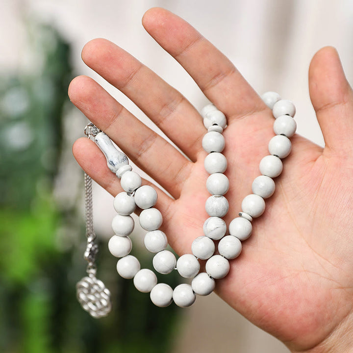 HilalHaven 33 Beads Multicolor Round Acrylic Tasbih——Grounding Tasbih for Daily Mindfulness - White - image 1