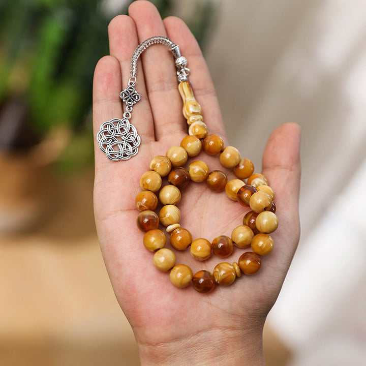 HilalHaven 33 Beads Multicolor Round Acrylic Tasbih——Grounding Tasbih for Daily Mindfulness - Amber - image 0