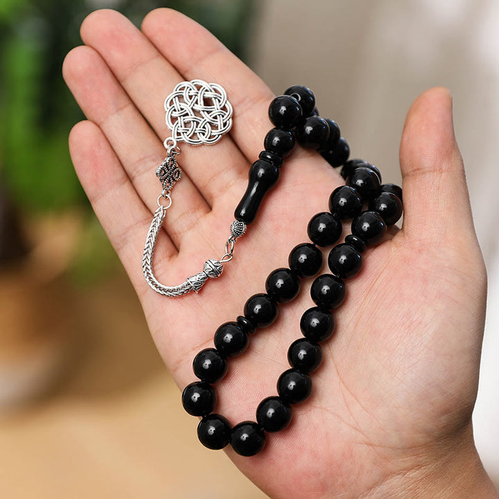 HilalHaven 33 Beads Multicolor Round Acrylic Tasbih——Grounding Tasbih for Daily Mindfulness - Black - image 2