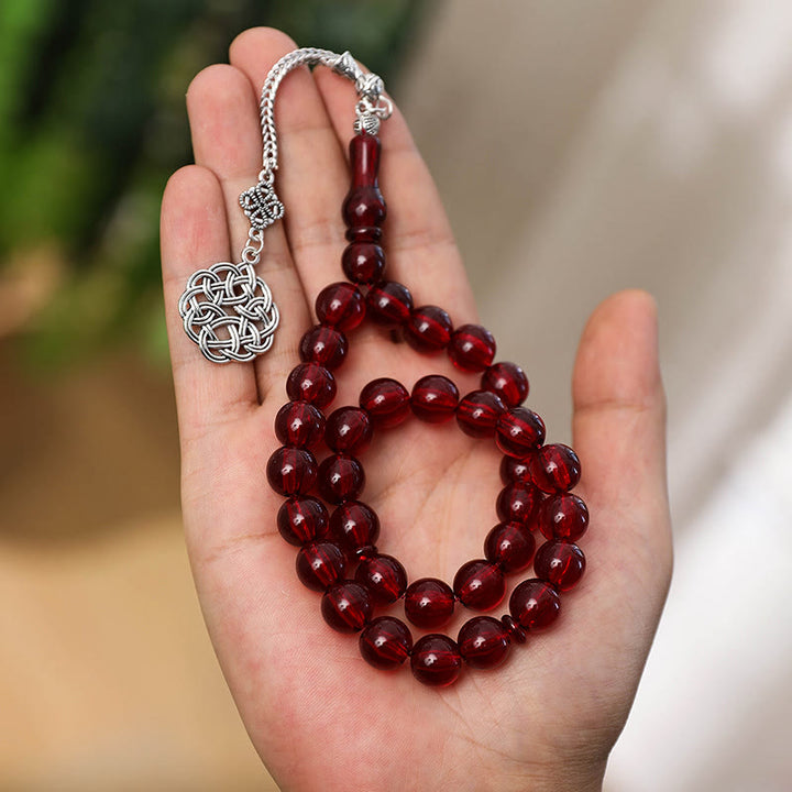 HilalHaven 33 Beads Multicolor Round Acrylic Tasbih——Grounding Tasbih for Daily Mindfulness - Claret - image 3