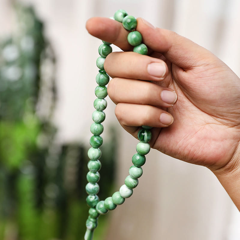 HilalHaven 33 Beads Multicolor Round Acrylic Tasbih——Grounding Tasbih for Daily Mindfulness - Green - image 5