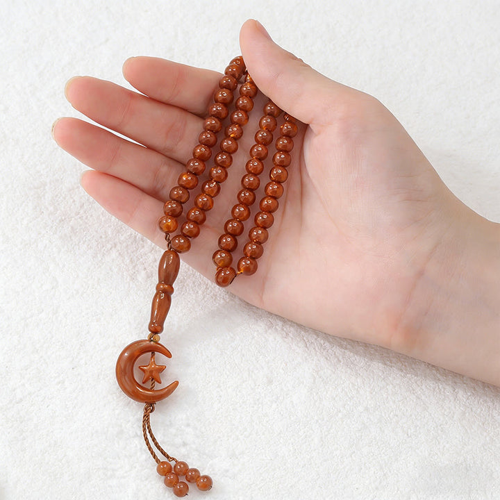 HillHaven 99 Beads Multicolor Round Acrylic Tasbih: Moon &amp; Star Charm Prayer Beads - image 5