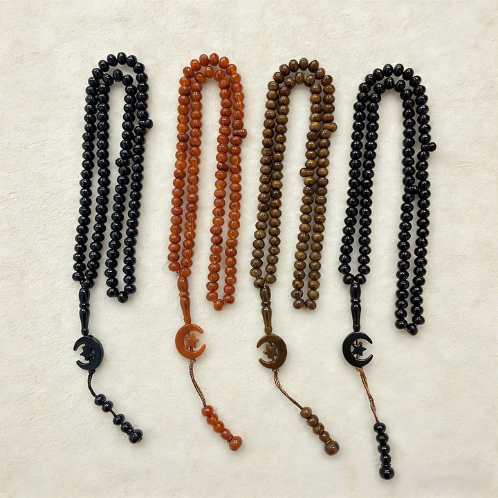 HillHaven 99 Beads Multicolor Round Acrylic Tasbih: Moon &amp; Star Charm Prayer Beads - image 0