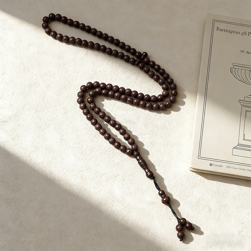 HilalHaven 99 Beads Minimalist Round Acrylic Tasbih——Engraved Design Grounding Tasbih for Daily Mindfulness - Dark Brown - image 2