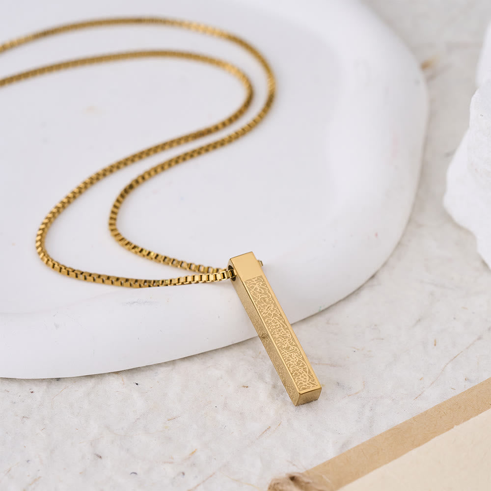 FREE Today: Pillar of Protection Ayatul Kursi 4-Sided Bar Necklace — Polished Titanium Steel - Gold - image 7
