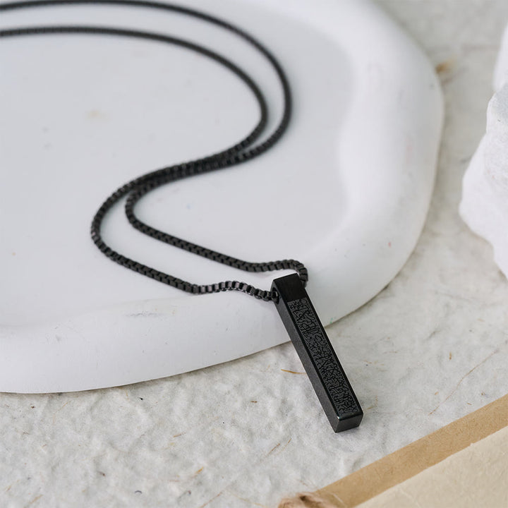 HilalHaven Minimalist Calligraphy Vertical Bar Necklace——Stainless Steel Pendant Necklace for Daily Wear - Black - image 13