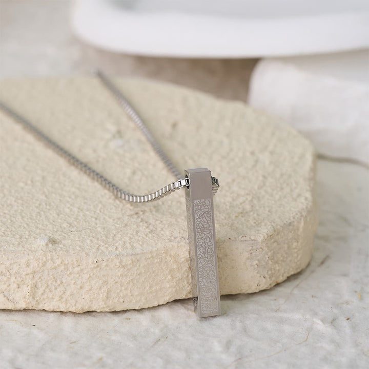 HilalHaven Minimalist Calligraphy Vertical Bar Necklace——Stainless Steel Pendant Necklace for Daily Wear - image 3