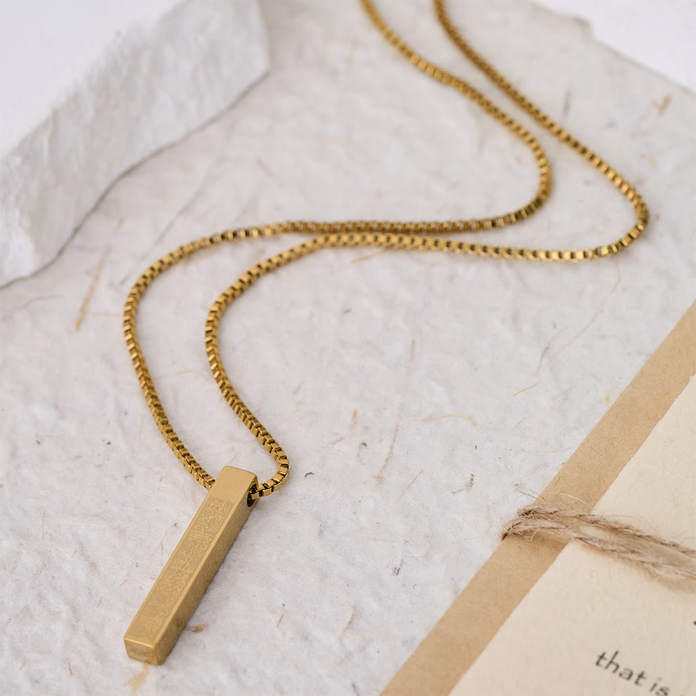 FREE Today: Pillar of Protection Ayatul Kursi 4-Sided Bar Necklace — Polished Titanium Steel - image 8