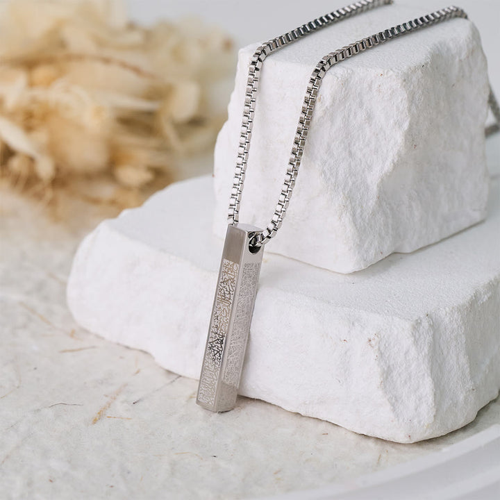 HilalHaven Minimalist Calligraphy Vertical Bar Necklace——Stainless Steel Pendant Necklace for Daily Wear - image 4