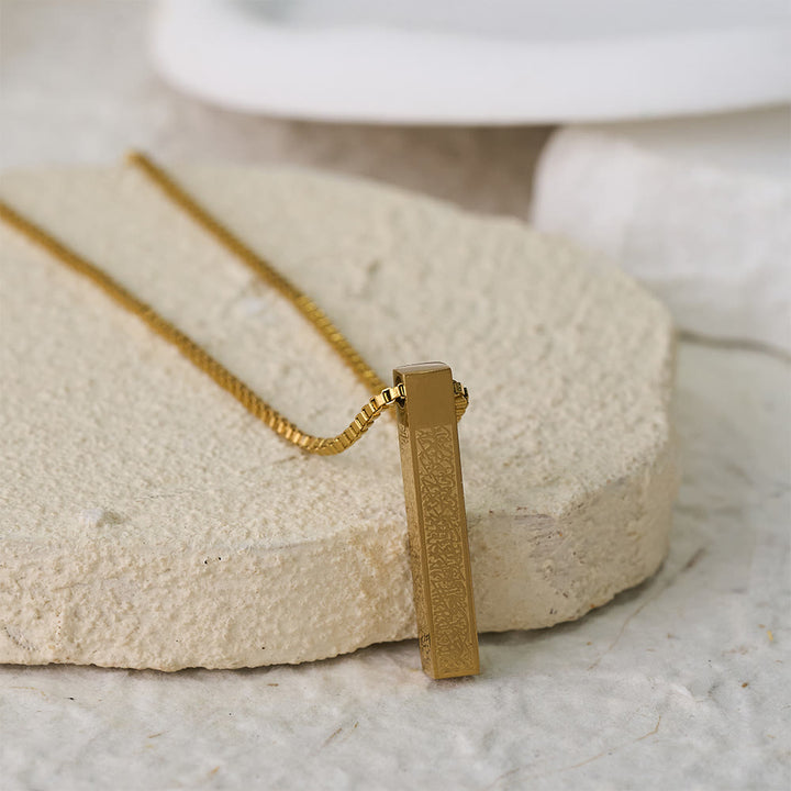 HilalHaven Minimalist Calligraphy Vertical Bar Necklace——Stainless Steel Pendant Necklace for Daily Wear - image 9