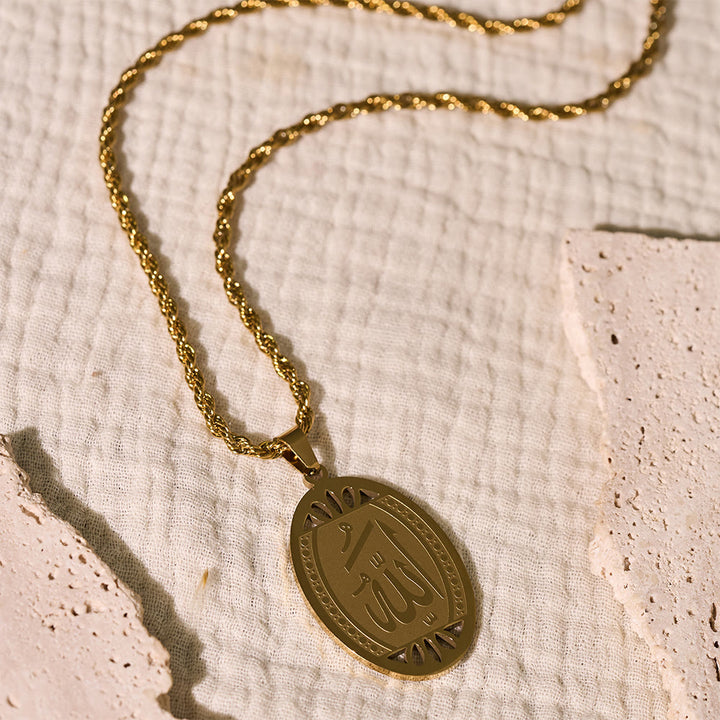 HilalHaven Elegant Stainless Steel Chain Necklace — Oval Pendant Jewelry for Daily Spiritual Protection - image 3