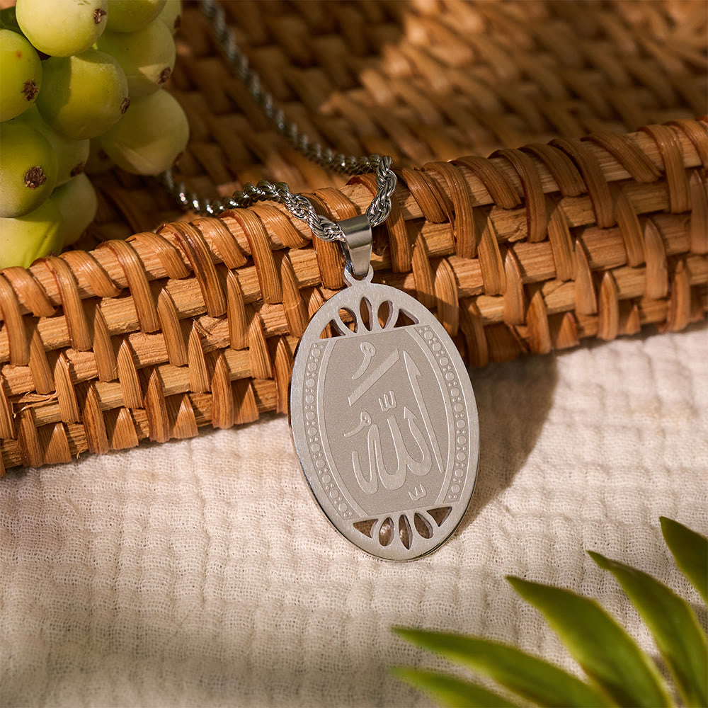 HilalHaven Elegant Stainless Steel Chain Necklace — Oval Pendant Jewelry for Daily Spiritual Protection - image 6