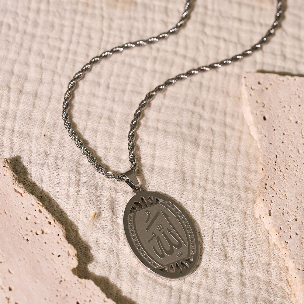 HilalHaven Elegant Stainless Steel Chain Necklace — Oval Pendant Jewelry for Daily Spiritual Protection - image 8