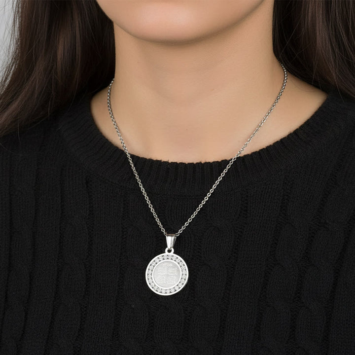 HilalHaven Stainless Steel Round Pendant Necklace — Steel Jewelry with CZ Accent for Men &amp; Women - image 9