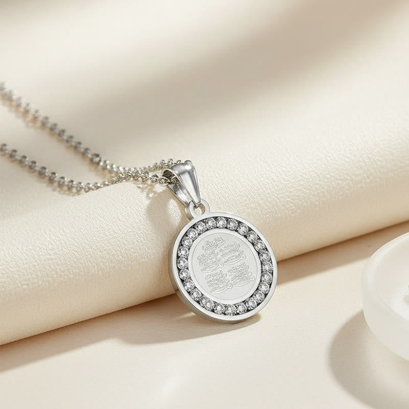HilalHaven Stainless Steel Round Pendant Necklace — Steel Jewelry with CZ Accent for Men &amp; Women - Silver - image 7