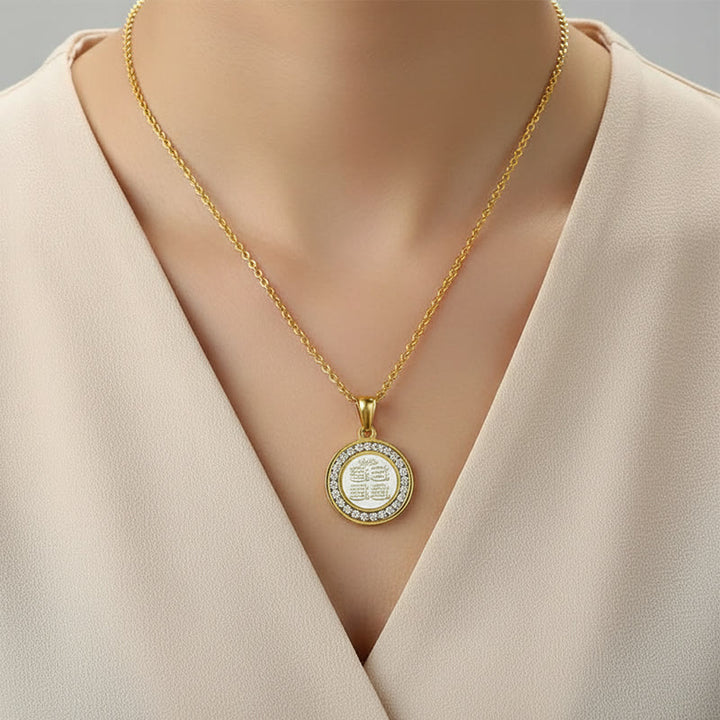 HilalHaven Stainless Steel Round Pendant Necklace — Steel Jewelry with CZ Accent for Men &amp; Women - image 6