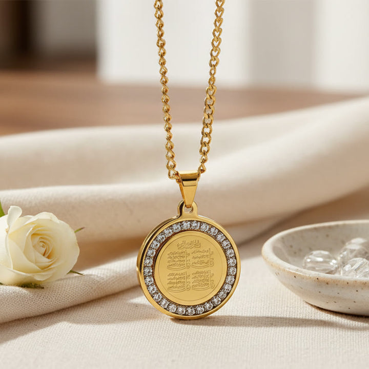 HilalHaven Stainless Steel Round Pendant Necklace — Steel Jewelry with CZ Accent for Men &amp; Women - image 4