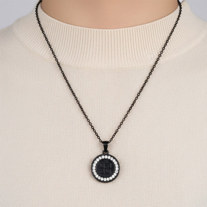 HilalHaven Stainless Steel Round Pendant Necklace — Steel Jewelry with CZ Accent for Men &amp; Women - image 3