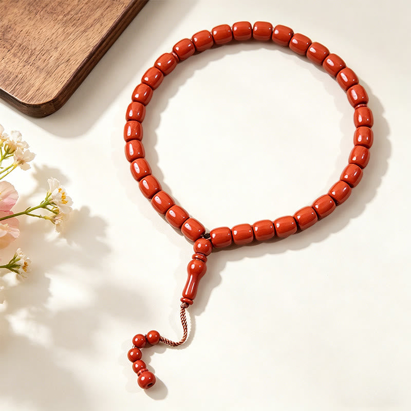 HilalHaven 33 Beads Acrylic Barrel Shape with Pendant Tasbih —— Jewelry for Daily Wear - Orange-red - image 7