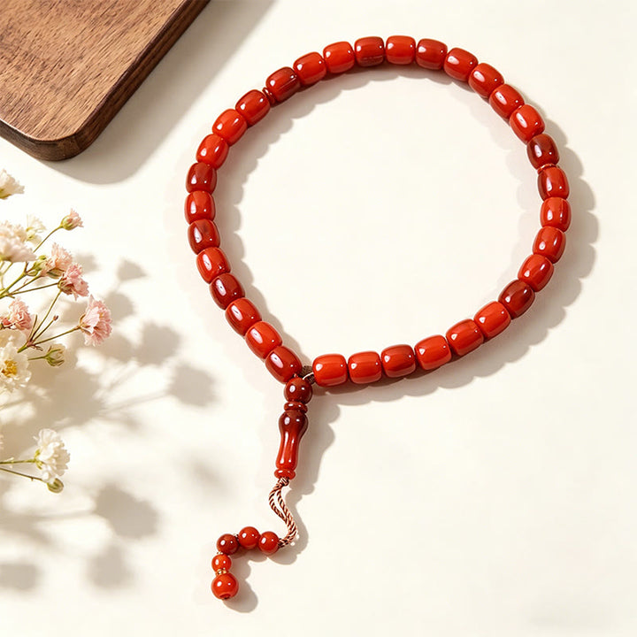 HilalHaven 33 Beads Acrylic Barrel Shape with Pendant Tasbih —— Jewelry for Daily Wear - Red - image 2