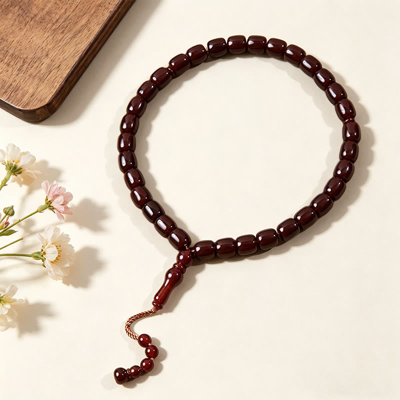 HilalHaven 33 Beads Acrylic Barrel Shape with Pendant Tasbih —— Jewelry for Daily Wear - Dark red - image 9