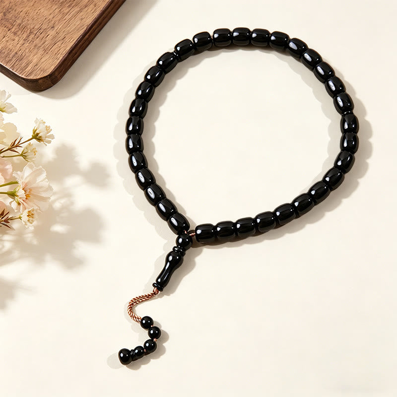 HilalHaven 33 Beads Acrylic Barrel Shape with Pendant Tasbih —— Jewelry for Daily Wear - Gunmetal Black - image 8