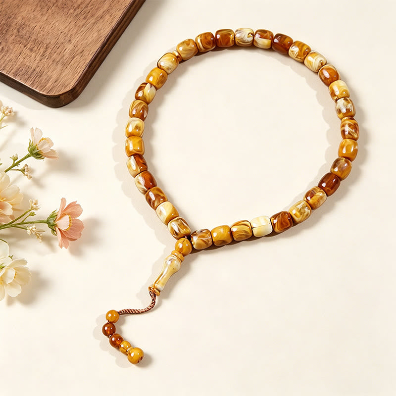 HilalHaven 33 Beads Acrylic Barrel Shape with Pendant Tasbih —— Jewelry for Daily Wear - Khaki - image 1