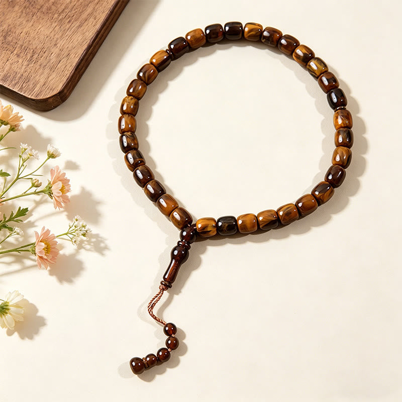 HilalHaven 33 Beads Acrylic Barrel Shape with Pendant Tasbih —— Jewelry for Daily Wear - Dark Coffee - image 4