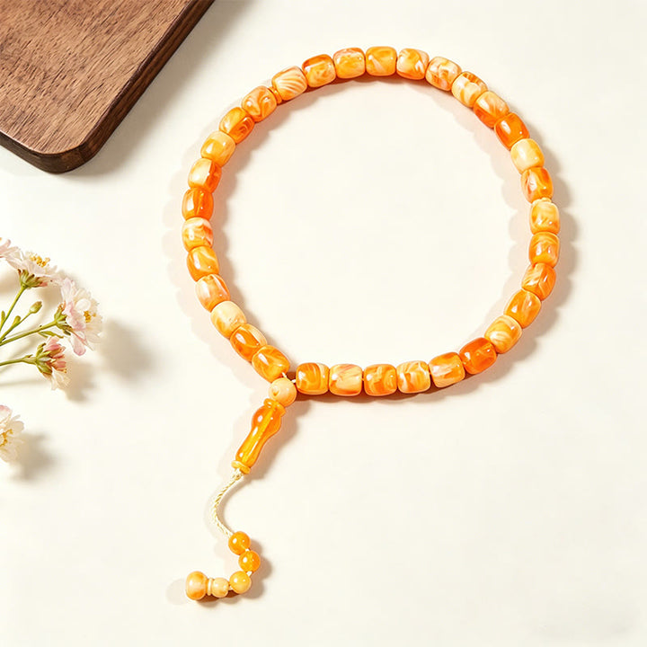 HilalHaven 33 Beads Acrylic Barrel Shape with Pendant Tasbih —— Jewelry for Daily Wear - Yellow - image 0